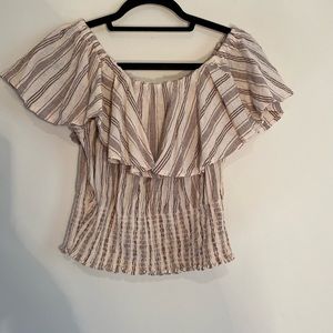 Off the Shoulder Ruffle Smocked Crop Top